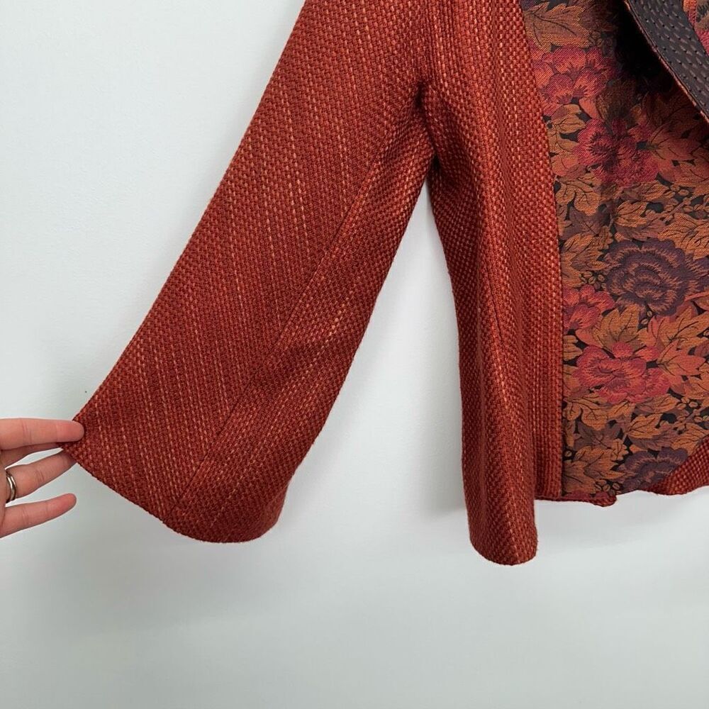 L. O'Neill Design Women’s Wearable Art Orange Unique Avant Boho Fashion Jacket - Picture 7 of 8